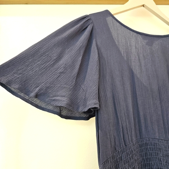 Midi hi low navy blue dress button detail sz Small - Picture 10 of 12